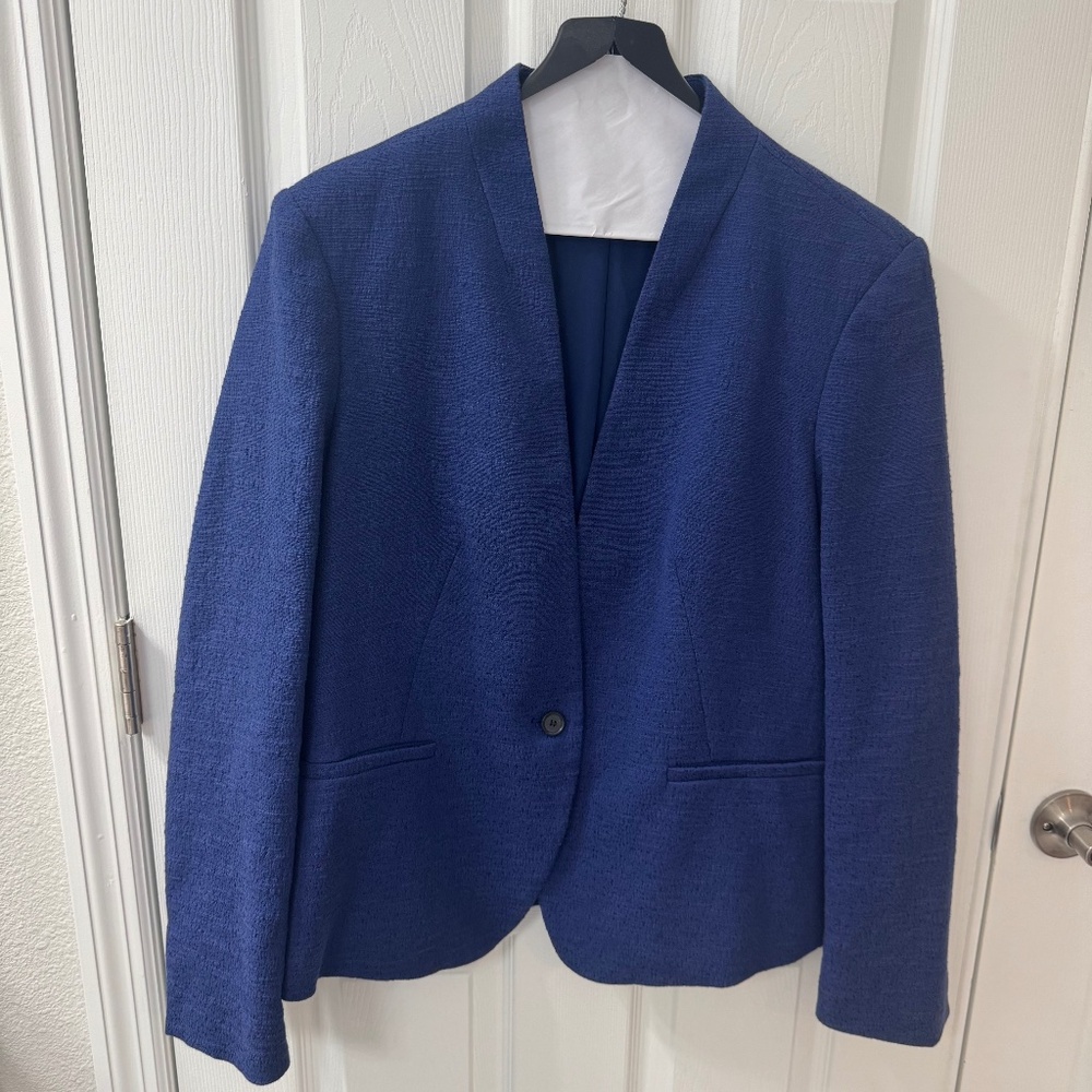 LOFT Royal Blue Textured Open-Front Blazer